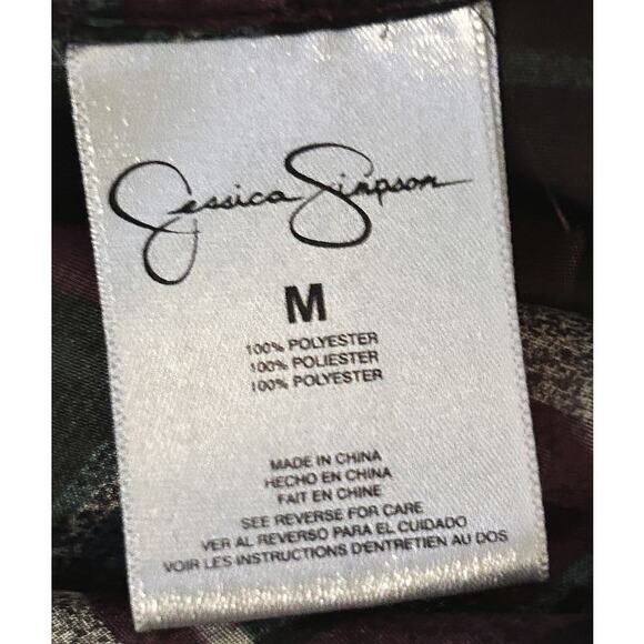 Jessica Simpson Cold Shoulder Dolman Sleeve Sheer Plaid Top Medium - Picture 6 of 6